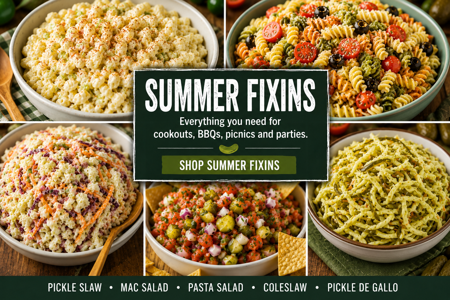 Summer Fixins for cookouts, BBQs, picnics and parties